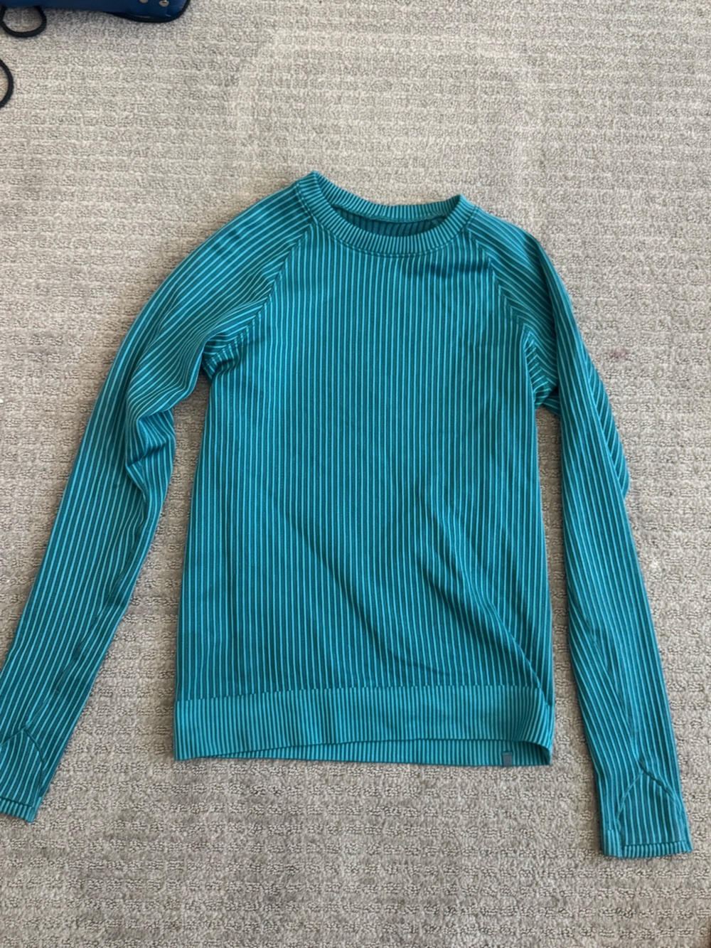 lululemon athletica Teal Striped Long Sleeve Top